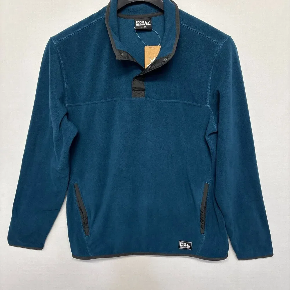 NWT Eddie Bauer Men Chutes Snap Mock Fleece Pullover Size Medium FA25 C132 -19